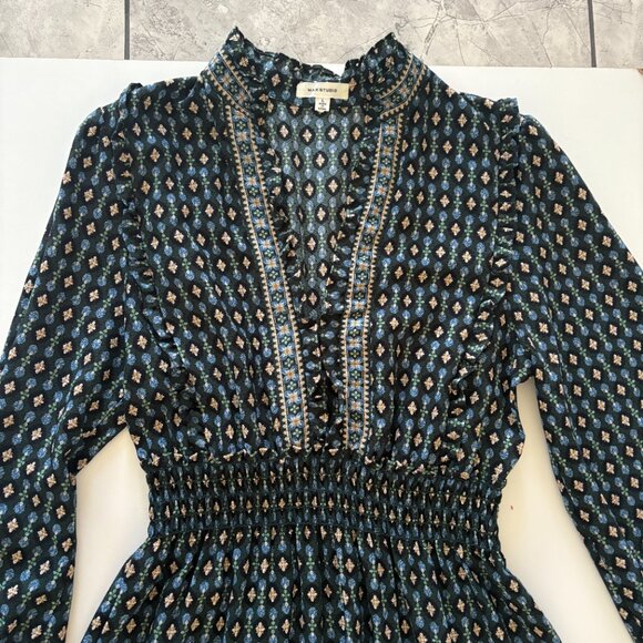 MAX STUDIO L Women's Crepe Tiered Long Sleeve Maxi Dress - Picture 5 of 7